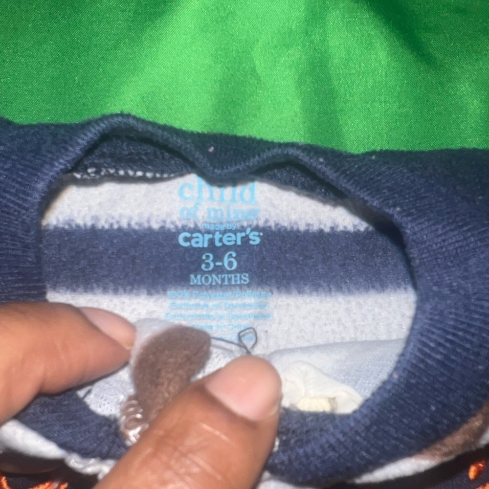 Carter's Big Guy Striped One Piece - Blue, Gray size 3-6 Months - Picture 3 of 3